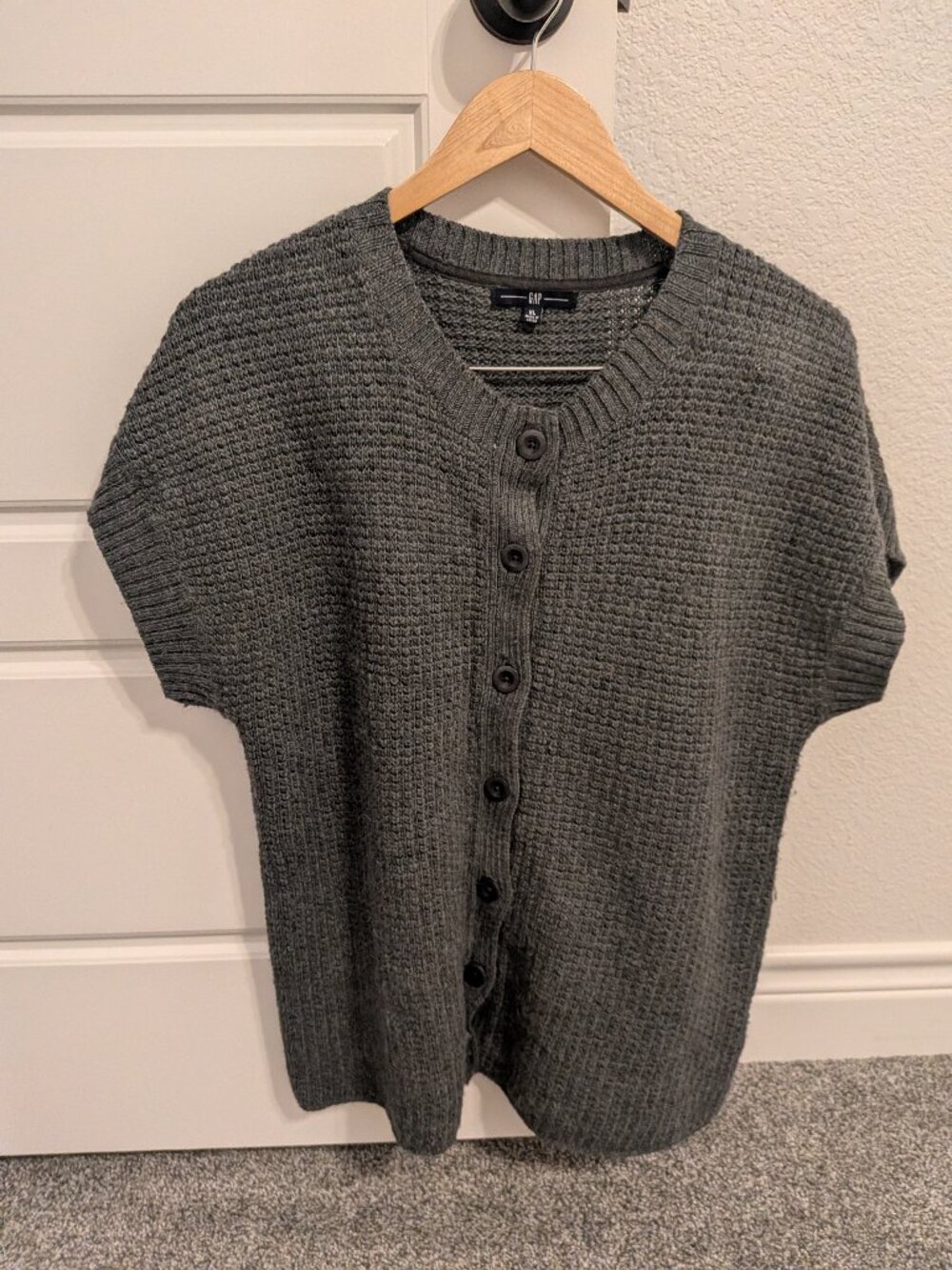 Vintage Gap Women's XL Fall 2008 Alpaca Wool Short Sleeve Cardigan Sweater Gray
